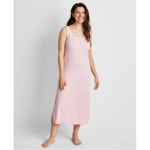 State of Day Size Medium Pink & White Stripe Ribbed Tank Nightgown Pajamas NWT